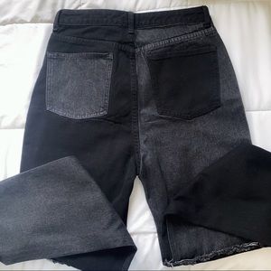 High Waist Cut and Sew Jeans